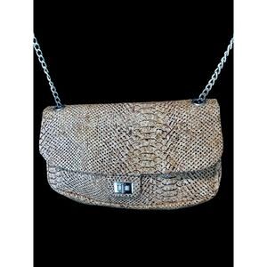 Marlo Pois Speckled Cork Flap Clutch Convertible Chain Bag Portuguese EUC